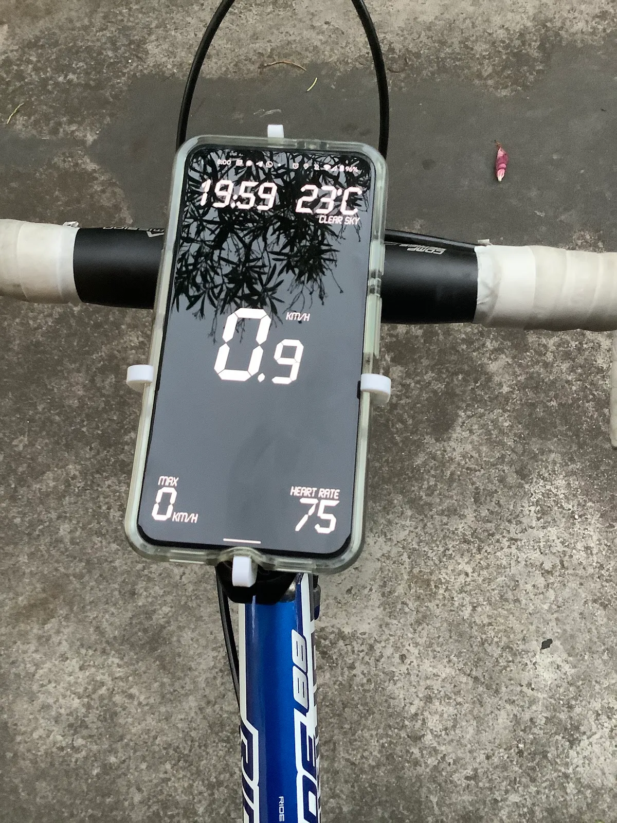 Phone mounted on handlebar